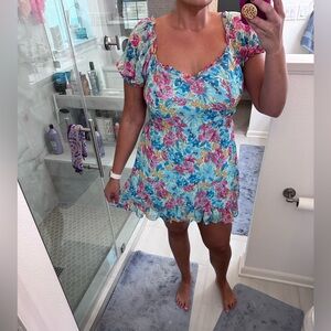 Show me your mumu floral tie back dress